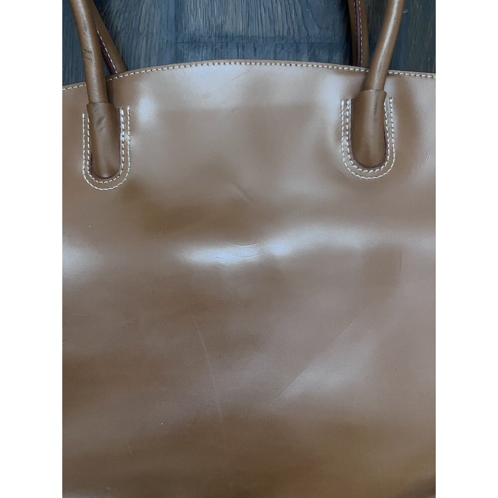 Lodis Audrey Milano Camel Leather Tote Bag Shoulder Laptop Travel Purse - Picture 9 of 11